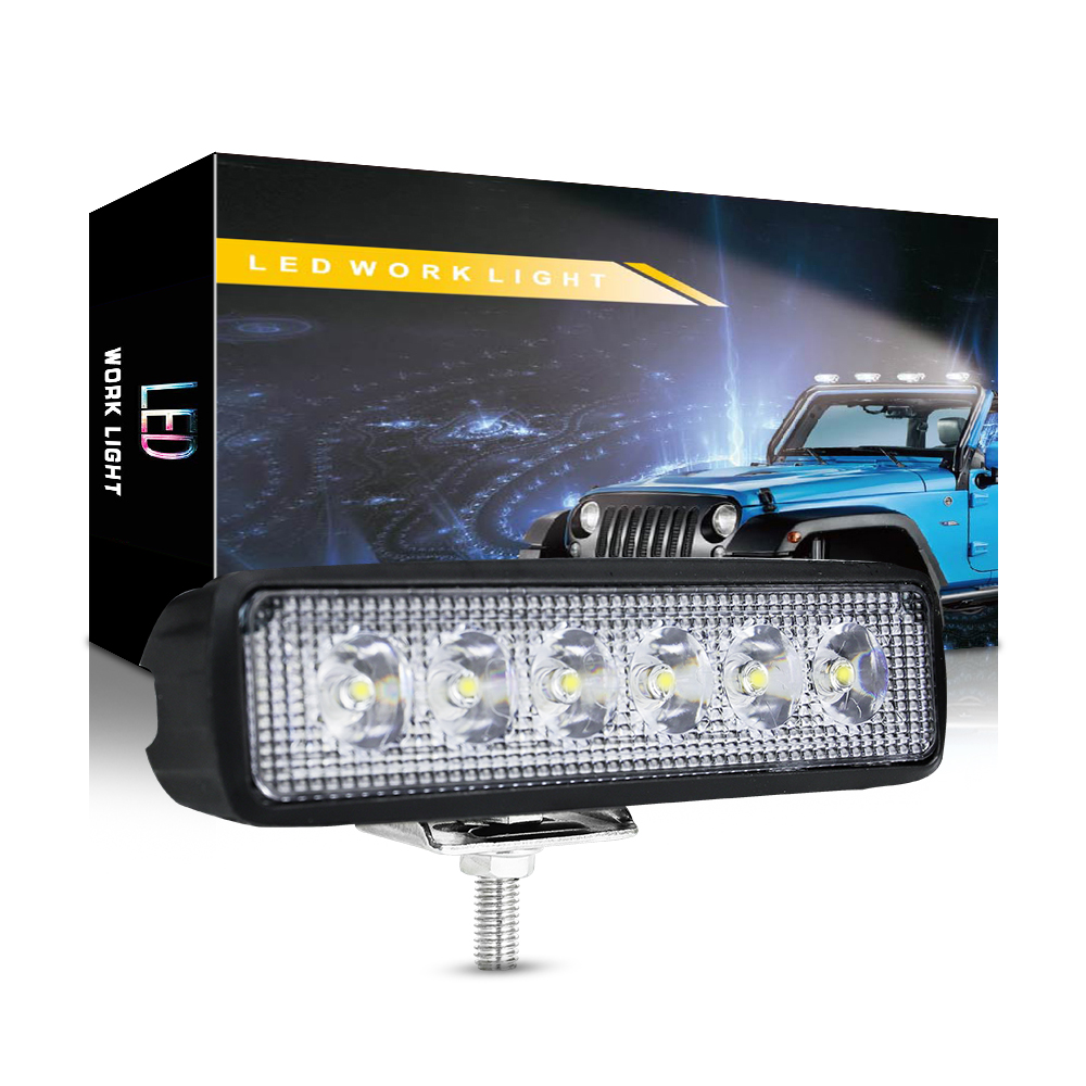 2 Pcs รถ LED Light Bar 12V 18W 6500K Super Bright Work Light IP67 จุดกันน้ําสีขาว Off Road head light ขับรถ