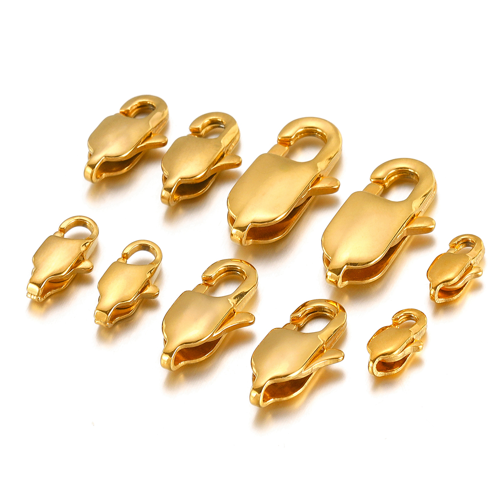 10 pçs de aço inoxidável retângulo lagosta fechos colar ganchos pulseiras conector descobertas diy correntes jóias fazendo atacado