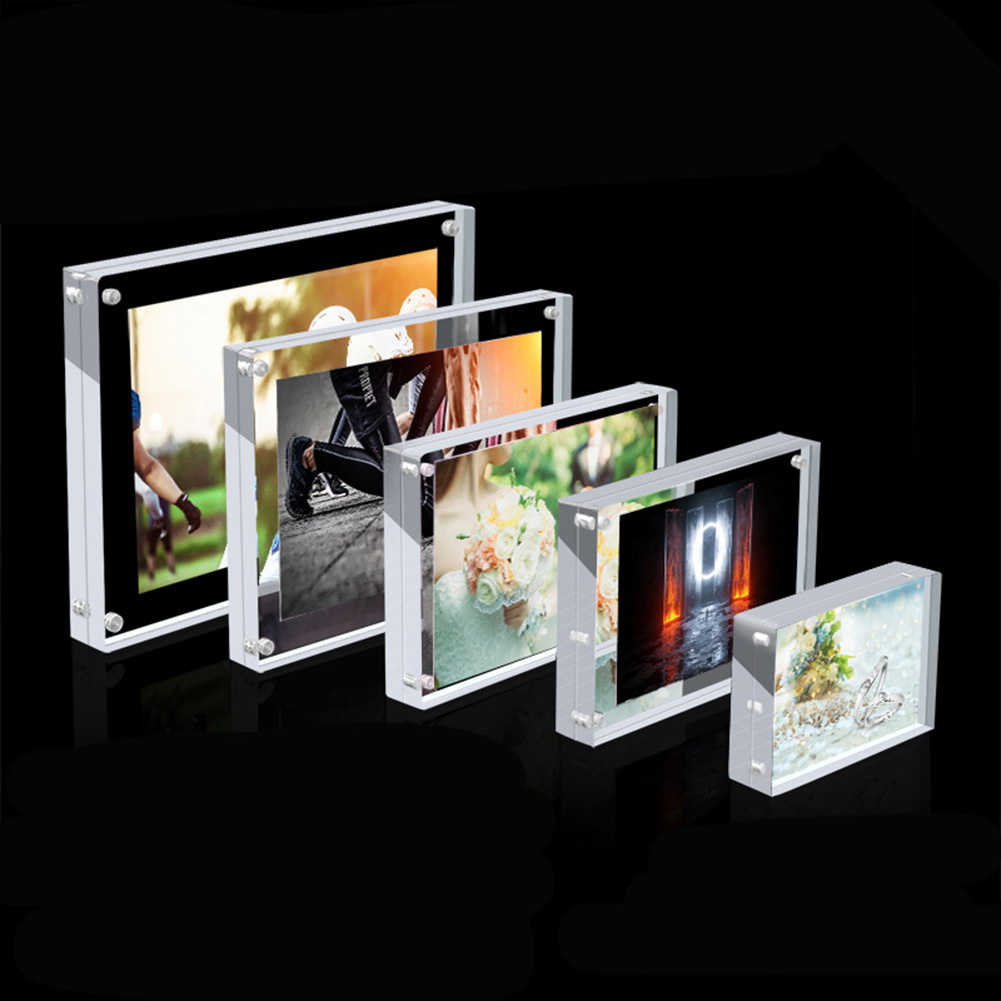 Moldura de foto acrílica transparente, suporte magnético para cartão fotográfico, expositor de pôster, moldura para proteção de escritório, ornamento de mesa