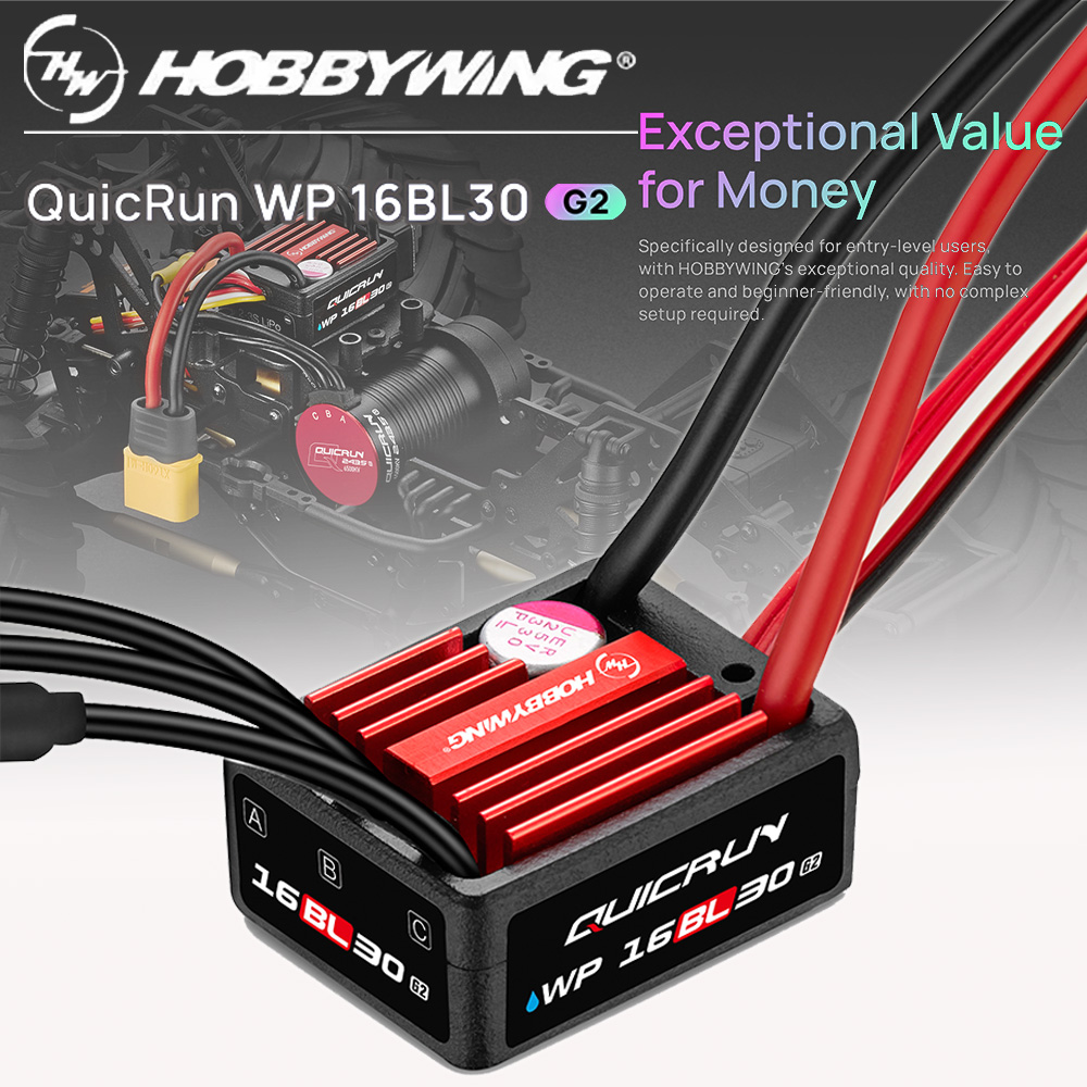 Hobbywing QuicRun WP-16BL30 G2 30A 2-3S borstelloze snelheidsregelaar ESC voor 1/16 RC auto