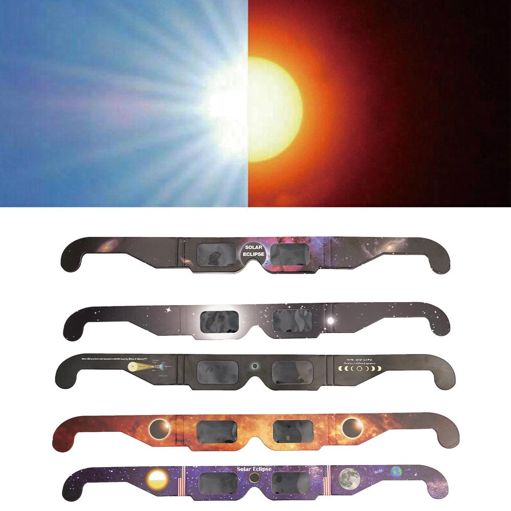 5 Stück Papier-Sonnenfinsternisbrillen für sichere Sonnenfinsternisbeobachtung, Sonnenbrillen für direkte Beobachtung von ringförmigen und totalen Sonnenfinsternissen