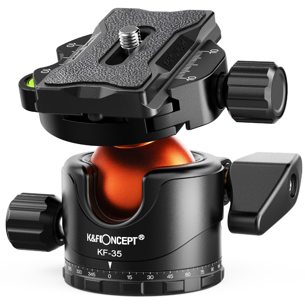 Kepala Tripod Bola Profesional K&F CONCEPT 360 °   Adaptor Sekrup Panoramic Rotasi 1/4 inci ke 3/8 inci BallHead untuk Tripod Monopod Kamera