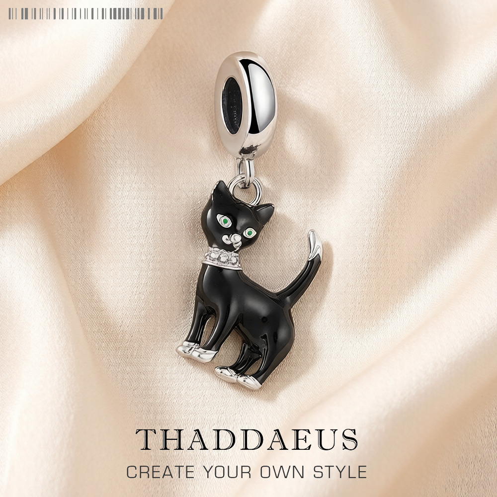 Bengelen Bedel Hanger Zwart Kat 925 Sterling Zilver Voor Vrouwen & Mannen Club Schattig Geschenk Europa Stijl Diy Sieraden