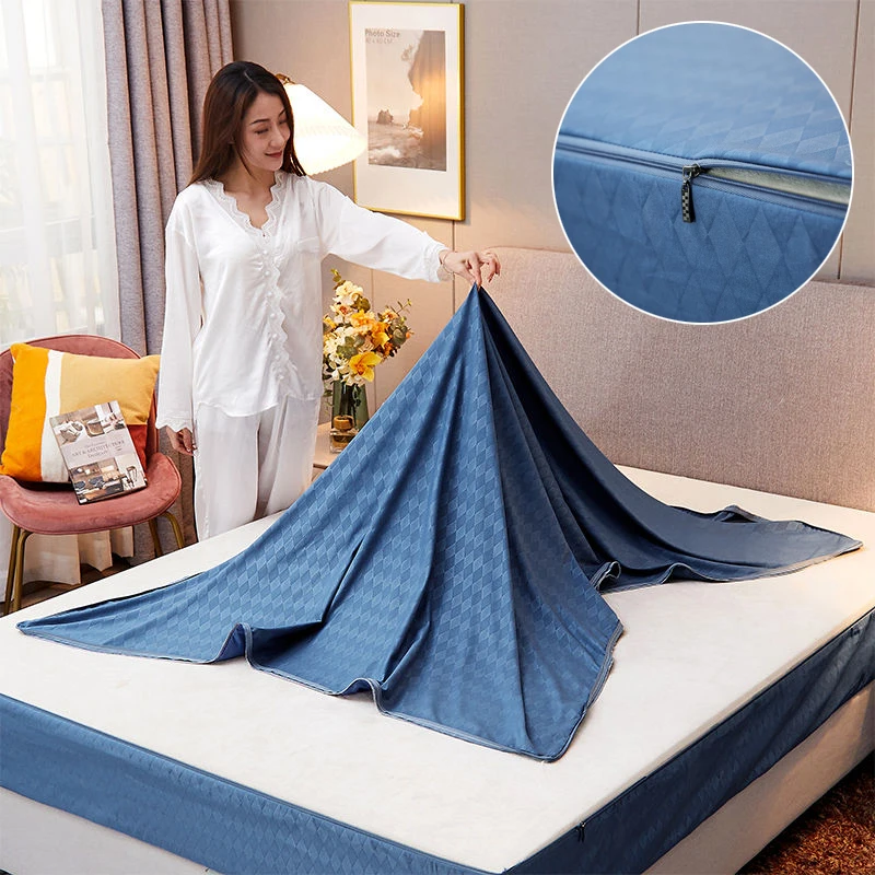 Protetor de colchão WASAR com 6 lados totalmente fechados, com zíper, roupa de cama de luxo, proteção para lençol de cama de solteiro ou casal, tamanho king.