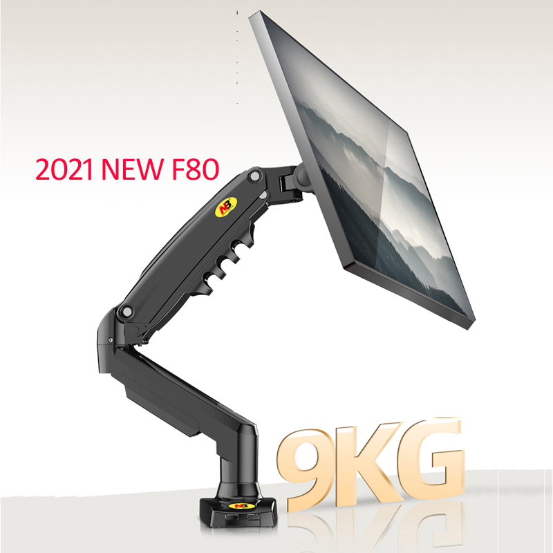 NB NEW F80 2-9kg 17-30' Dudukan Monitor LCD Desktop Lengan Penyangga Gas Spring Gerak Penuh Ergonomis Lengan Ganda