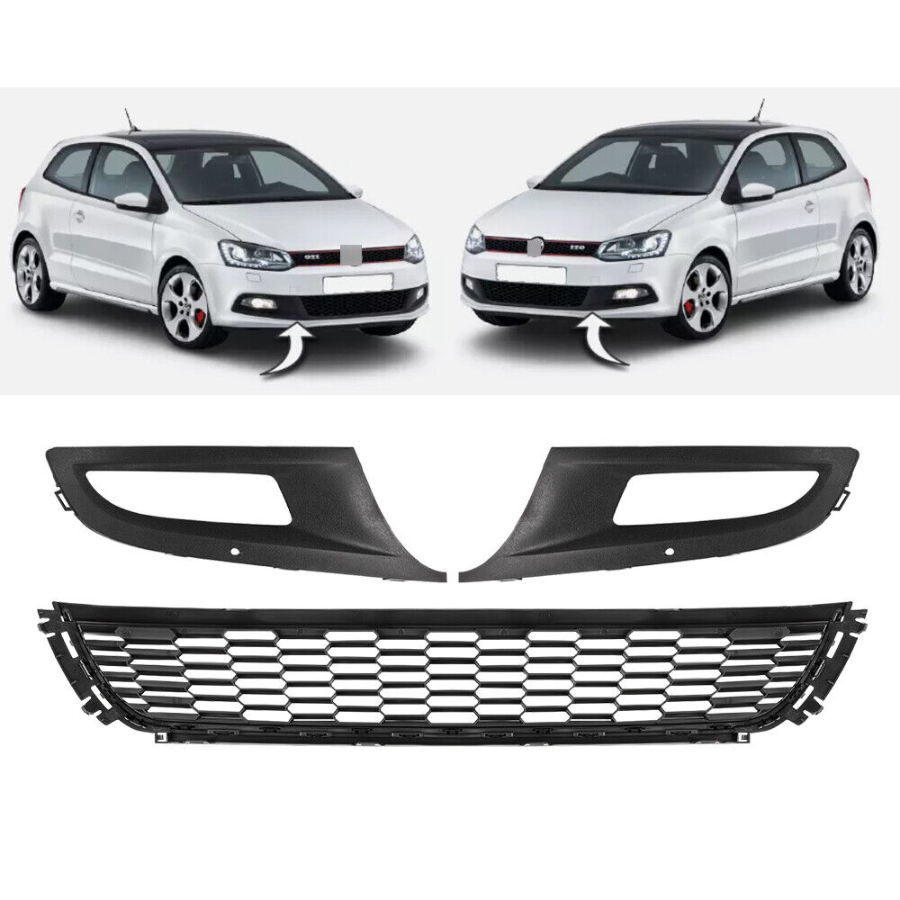 Par de rejillas antiniebla de parachoques delantero con rejilla inferior para VW POLO 6R GTI 09-14