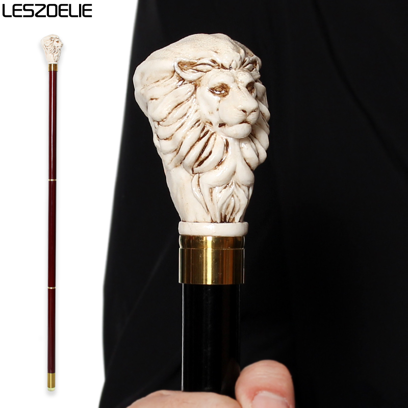 93cm Lion-Head Resin Walking Stick Detachable German Beech Wooden Canes Men Women Fashionable Party Decorative Walking Sticks