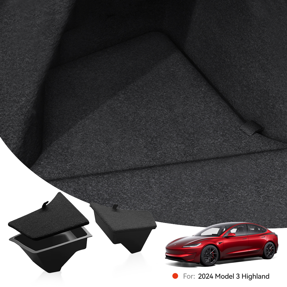 YZ Per Tesla Model 3 Highland 2024-2026 Scatola portaoggetti sinistra per bagagliaio posteriore con coperchio, divisorio per vano posteriore, accessori per l'organizzazione