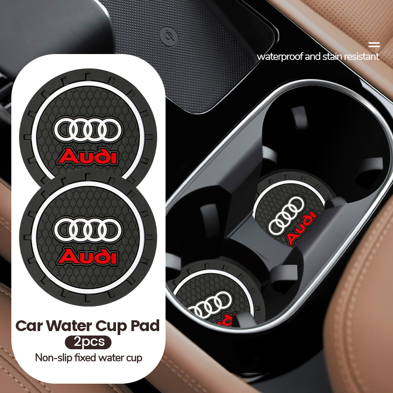 Alfombrilla antideslizante con ranura para taza de agua de coche, accesorios para Audi Sline A4 TT A6 A3 A8 Q3 Q5 Q7 Q8, 2 piezas