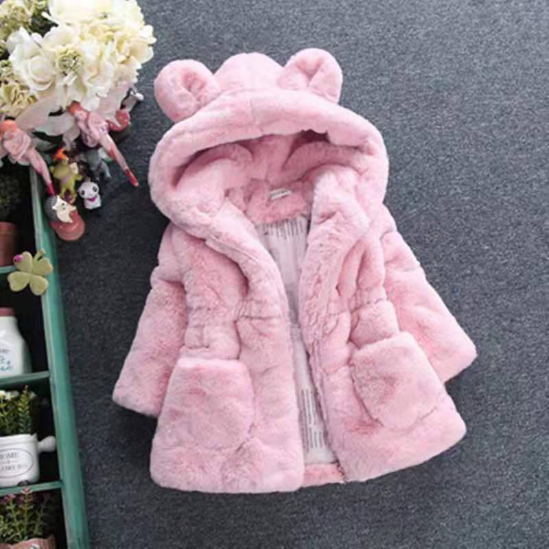 Parka infantil com capuz de peles artificiais, Snowsuit grosso quente, Roupas Outerwear, Jaqueta infantil, Casacos para meninas, Inverno