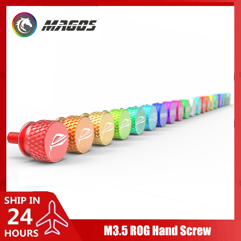 Vis M3.5 pour boîtier d'ordinateur, serrage manuel, 6 pièces # Logo ROG gravé sur aluminium moleté, 32x6, 11 couleurs, 5 pièces/paquet