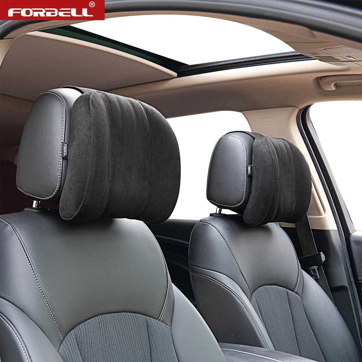 Forbell Car Headrest Pillow Suede Fabric Car Neck Pillow Car Seat Pillow Rest Headrest Memory Foam Headrest Car Accessories