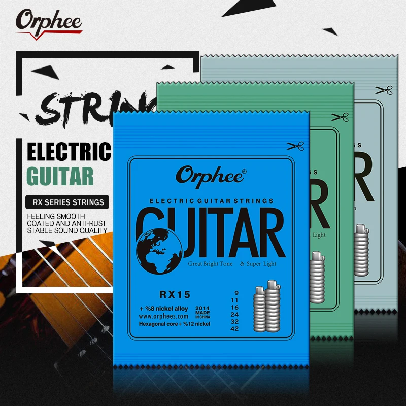 Orphee RX Guitar Strings Medium Carbon Steel Hexagonal Core Austenitic Alloy Wound Guitarra Electric Guitar  Accessories
