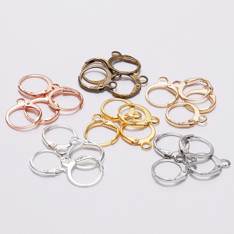 20Pcs/lot 14x12mm Copper Hoop Huggie French Earring Hooks Wire Setting Base For DIY Earrings Jewelry Making Findings Accessories