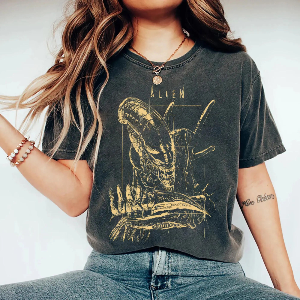 Alien Xenomorph Sci-Fi Horror Shirt Film Fan Merch Gaming Tee T-shirt Kleding Korte mouw Unisex Mannen Vrouwen