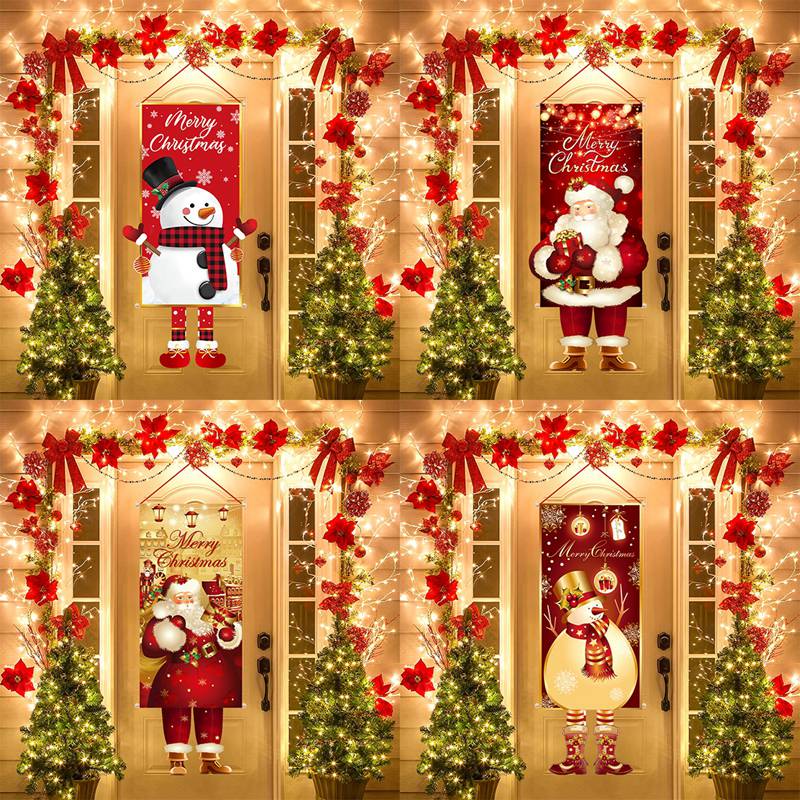 Natal pendurado bandeira varanda porta banner decorações de natal para casa 2024 ornamentos presentes de natal navidad decoração ano novo 2025