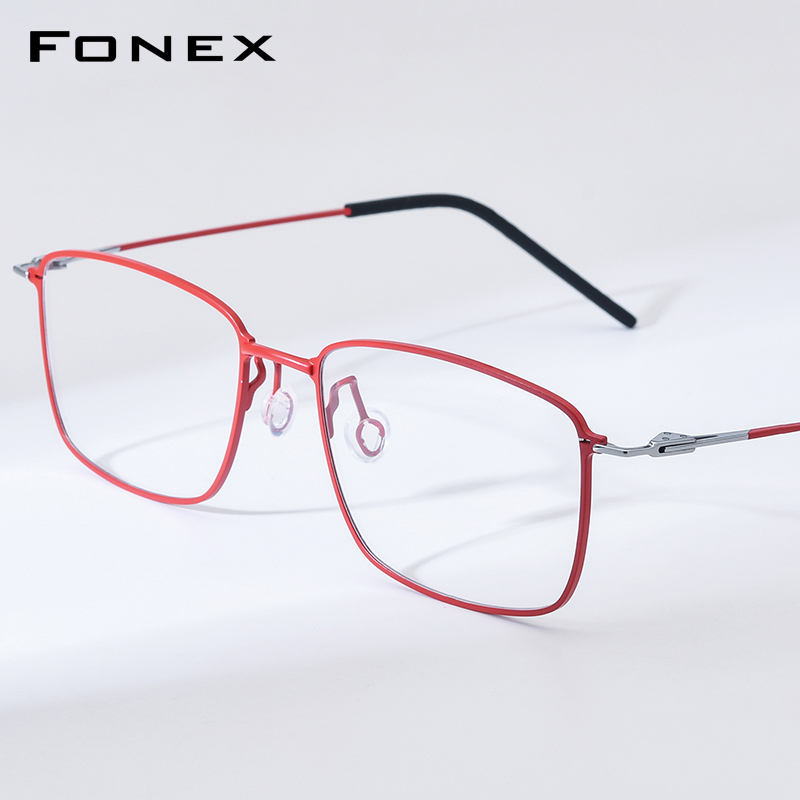 FONEX Titanium Eyeglasses Frame Men Brand Design Square Ultralight Korean Japaness Glasses Morten Screwless Denmark Eyewear 5913