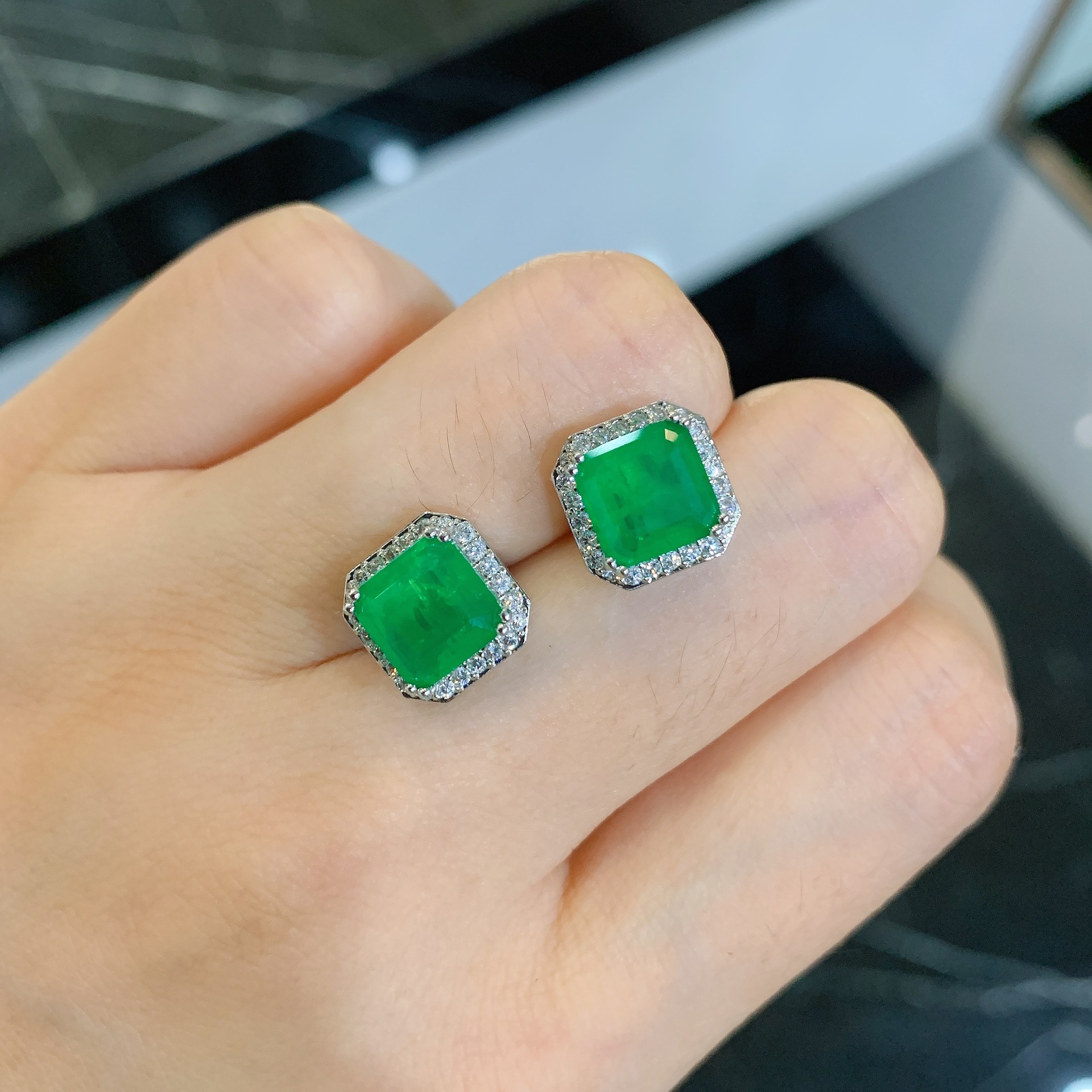 Boucle d'oreille carrée en tourmaline émeraude Paraiba pour femme, boucle d'oreille saphir, véritable diamant, cadeau de bijoux pour les travailleurs, nouvelle tendance, 2022
