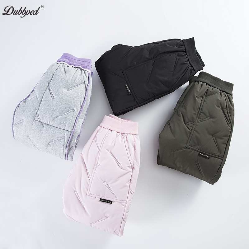 Pantalones acolchados de algodón impermeables para niños y niñas, pantalones gruesos y cálidos, pantalones de esquí, pantalones elásticos de lana, ropa gruesa, Invierno