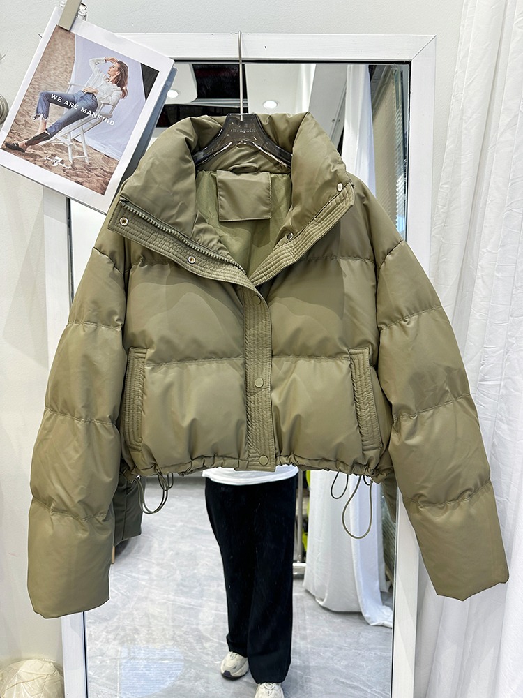 冬ショート Pu レザーダウンコットンジャケット女性のパンスタイルコート韓国語バージョンルーズフィットジッパーポケット肥厚ポリエステル