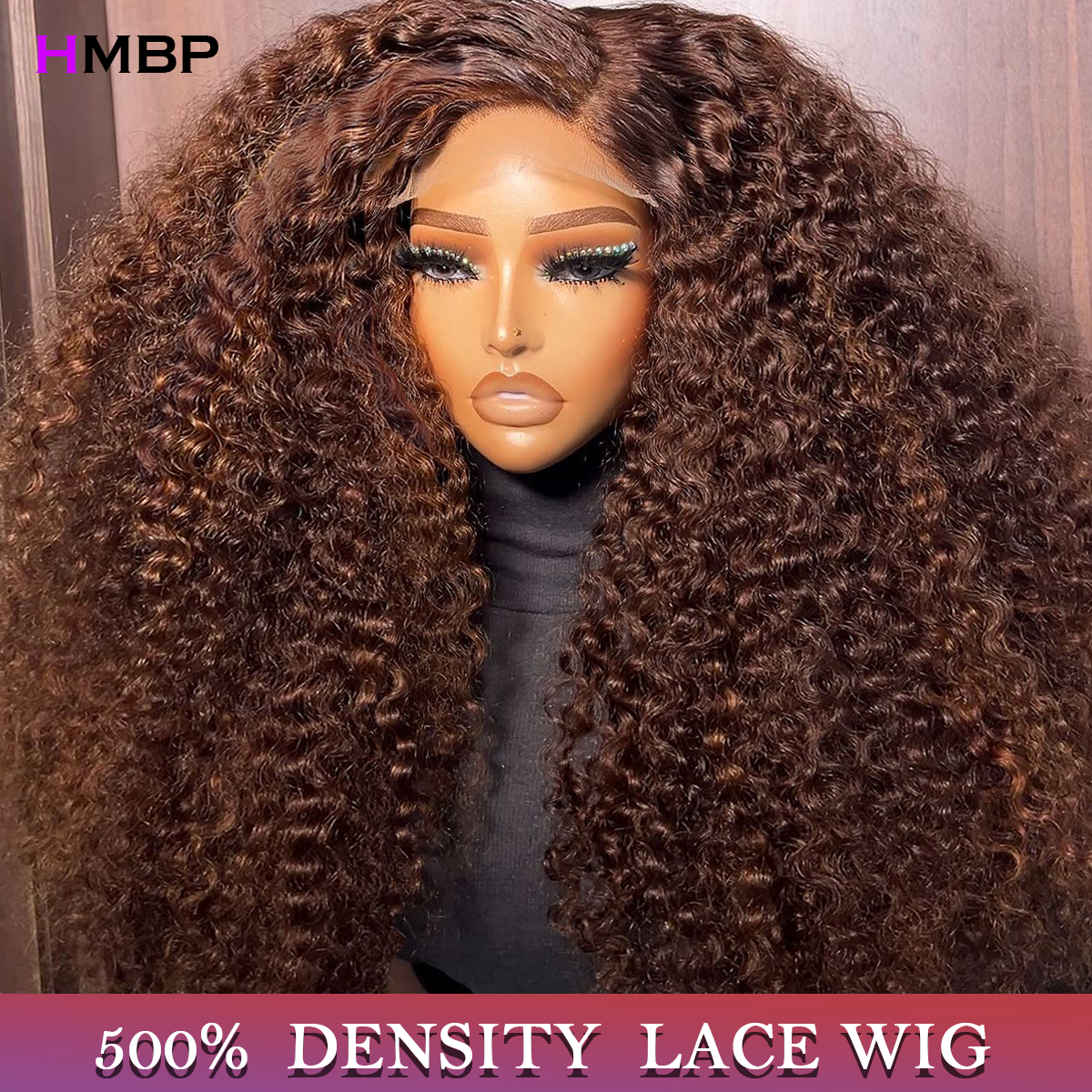 500 densité chocolat brun dentelle perruques cheveux humains Afro crépus bouclés sans colle perruque cheveux humains prêt à porter 13x6 Hd dentelle frontale perruque