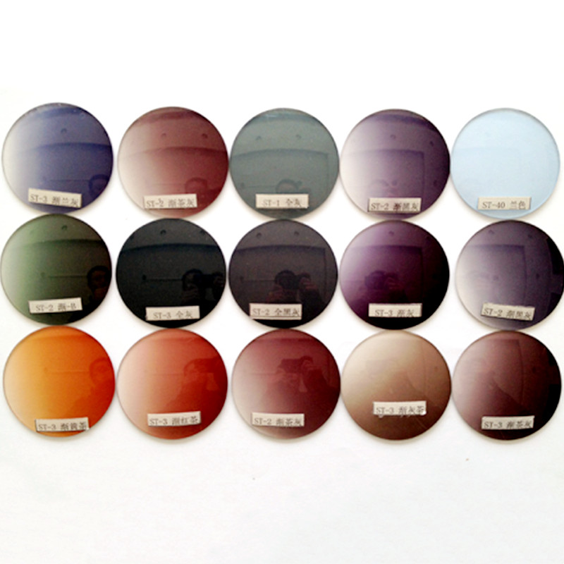 1,67 Índice Colorido Lentes Óculos De Sol Anti UV Colorido E Brilho Super Fino Prescripton Adequado