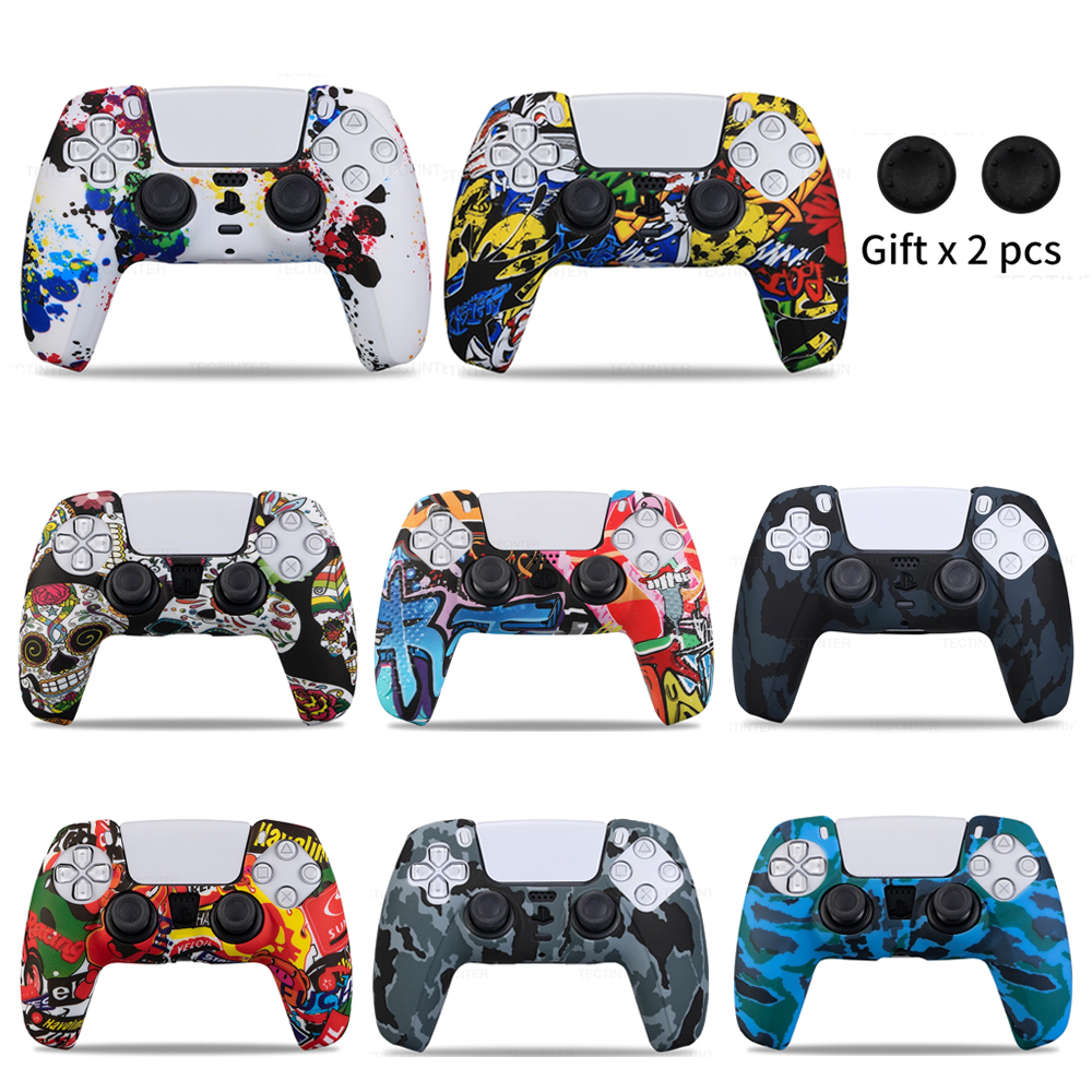 Siliconen beschermhoes voor PS5 Controller Accessoires Rubberen behuizing voor PS5 Slim Gamepad Joysticks Duimgrepen Caps