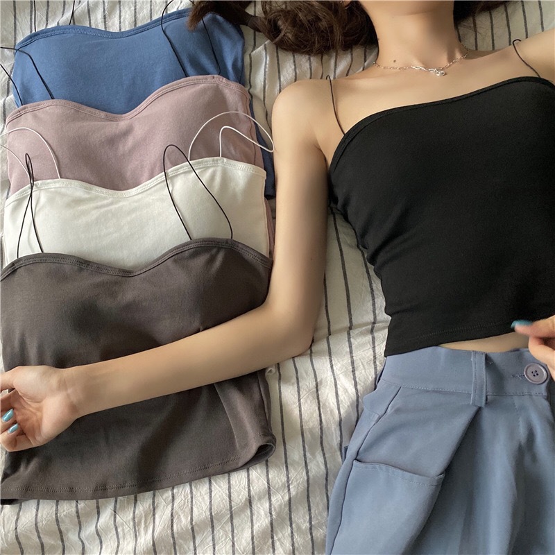 Chaleco de verano sin mangas para mujer, corpiño de algodón con almohadillas, suave, elástico, resistente al desgaste, Top corto, Bralette fino sin costuras