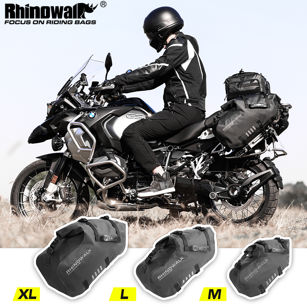 Rhinowalk กระเป๋ารถจักรยานยนต์กันน้ํา 18L/28L/48L ขนาดใหญ่ซ้ายและขวาคู่ 2PCS มอเตอร์ Pannier กระเป๋า 1PC 19-80L กลับที่นั่ง Trunk