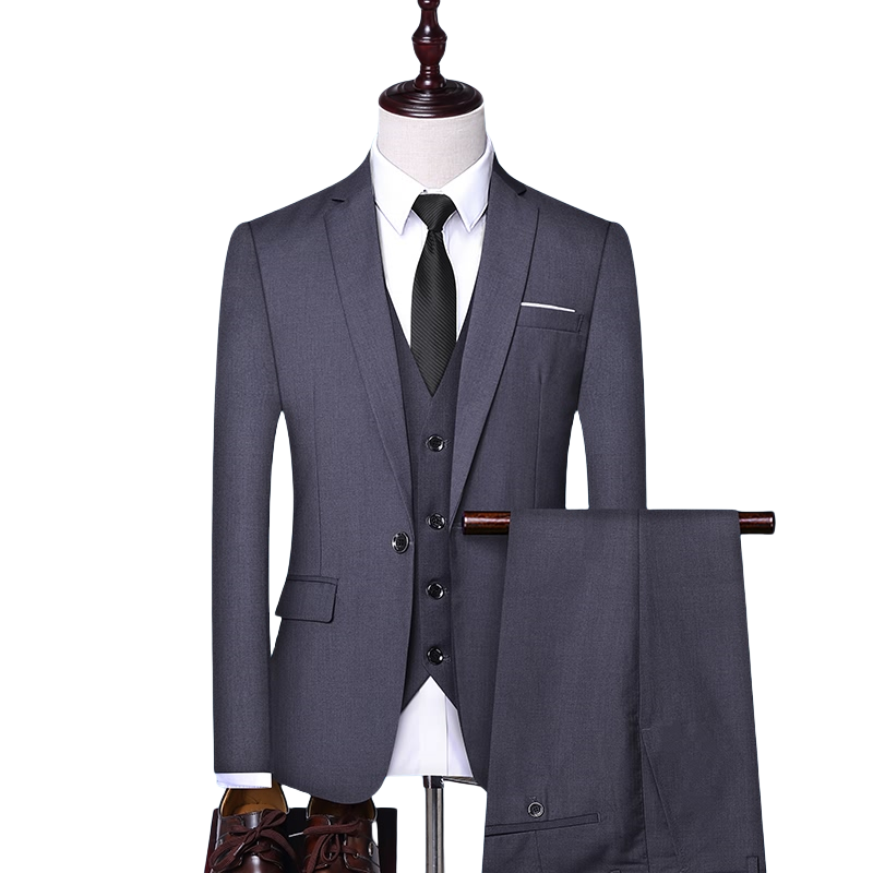 Terno Masculino Slim-fit para Casamento, Trabalho e Escritório - Moda Social para Cavalheiros (Blazer + Colete + Calça)