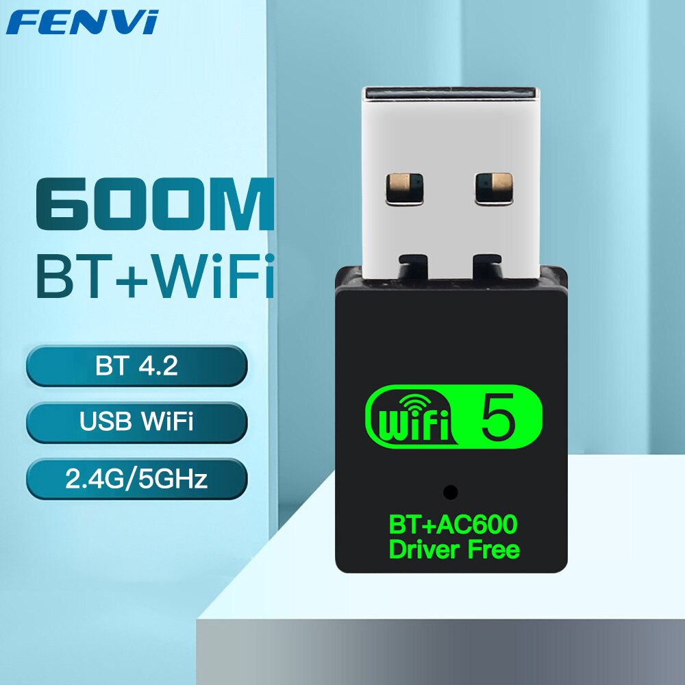 Fenvi 600Mbps USB WiFi บลูทูธอะแดปเตอร์2in1 dongle Dual Band 2.4G 5GHz USB Wi-Fi 5 Network ตัวรับสัญญาณ WLAN ไร้สายไดร์เวอร์ฟรี