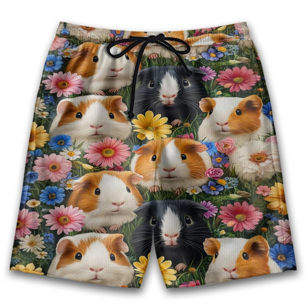 2025 Unisex 3D Printed Funny Pets Guinea Pig Shorts Casual Men's Hawaiian Animal Sport Beach Shorts Walking Home Sleepwear Pants
