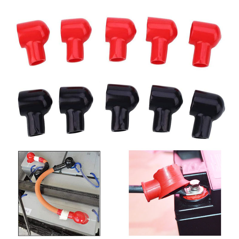 Cubierta aislante para batería de coche, tapa protectora de terminal de Cable de PVC de 20x12MM de goma redonda, color rojo y negro, 8 Uds.