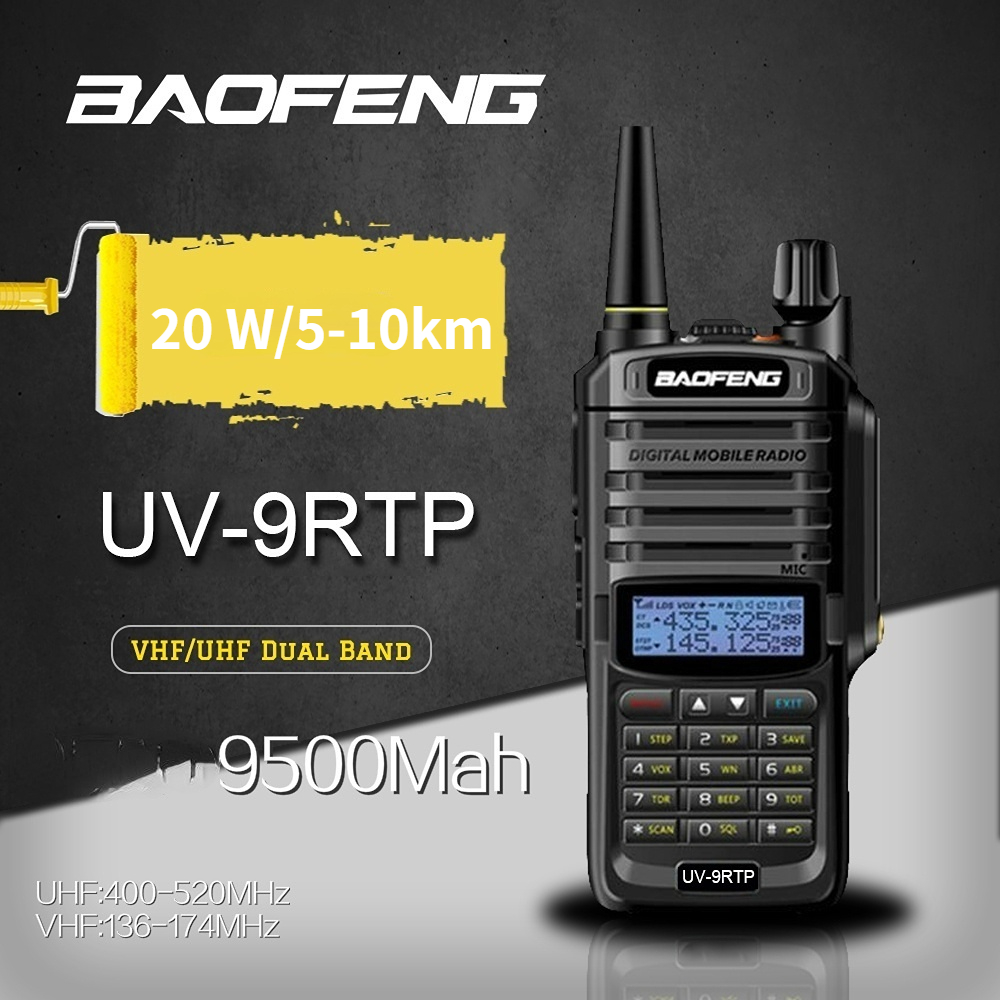Baofeng UV9R-PLUSTP Walkie Talkie Radio impermeable IP68 estación transceptor 20W VHF UHF Radio portátil 15km rango de conversación 9500mAh