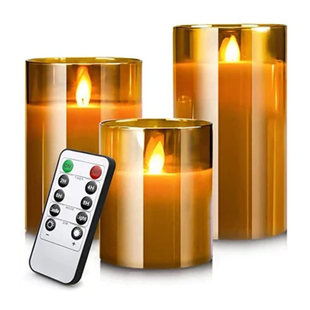 Luces LED velas electrónicas decoraciones de velas LED velas acrílicas juego completo de temporizadores de control remoto Navidad y boda