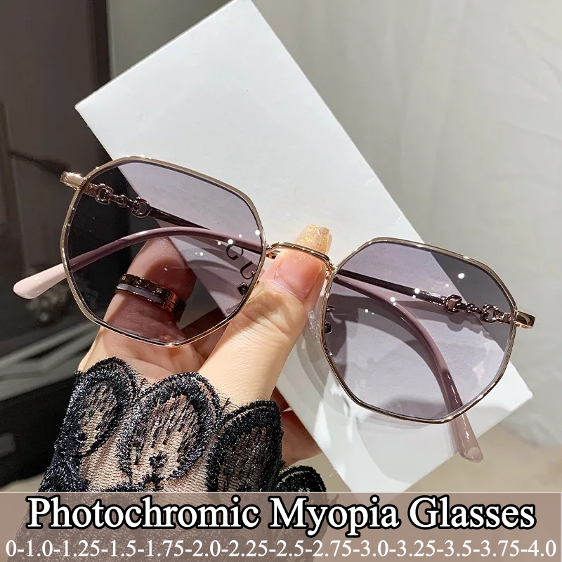 Новые модные фотохромные очки для женщин с диоптриями, меняющие цвет, солнцезащитные очки с линзами с отрицательными диоптриями по рецепту
