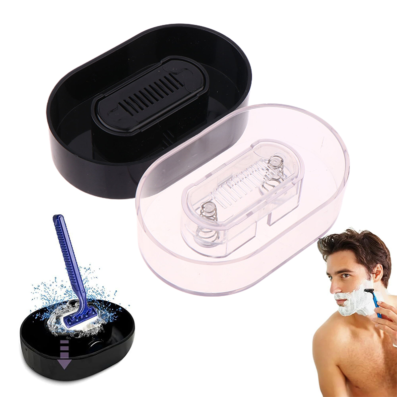 Razor Rinser & Storage Rack - Plastic Water-Saving Cleaner for Head Razors (No Batteries Needed)