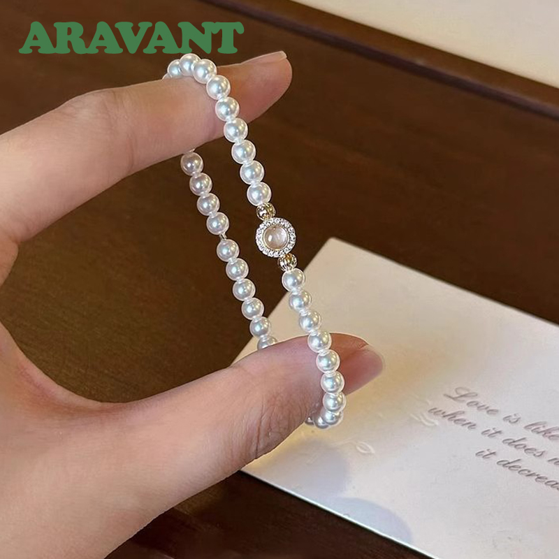 Bracciali a catena con perle vintage in argento 925 Aravant per gioielli di moda da donna
