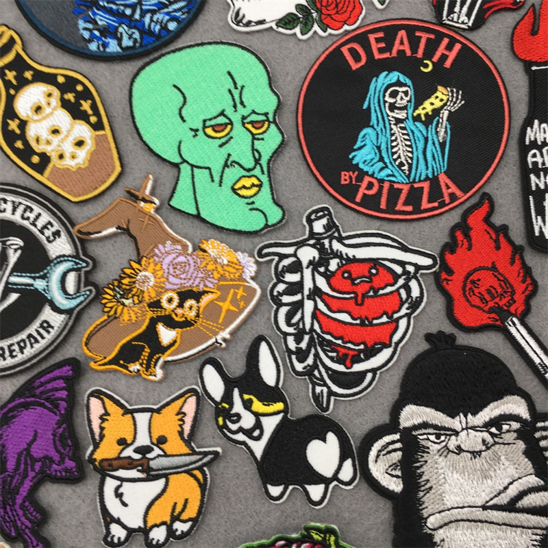 Fire Punk Patch baju besi Patch termoadhesif DIY Anime Patch stiker untuk jaket Jeans