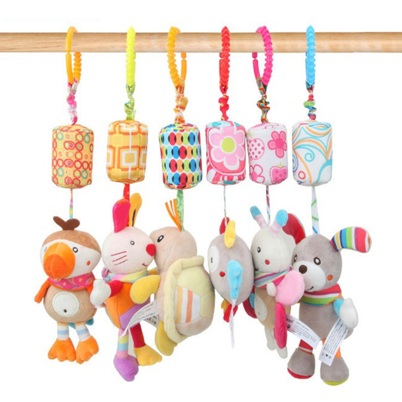 Sonagli appesi per bambini Giocattolo per l'apprendimento sensoriale morbido Animali di peluche Passeggino Lettino per auto per bambini Attività di viaggio per neonati