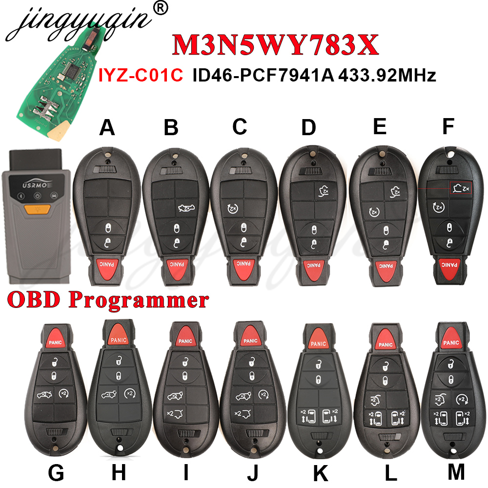 รีโมทรถยนต์ 433Mhz 7941 OBDII M3N5WY783X สำหรับ Chrysler Town & Country Jeep Grand Cherokee Dodge Caravan Journey IYZ-C01C