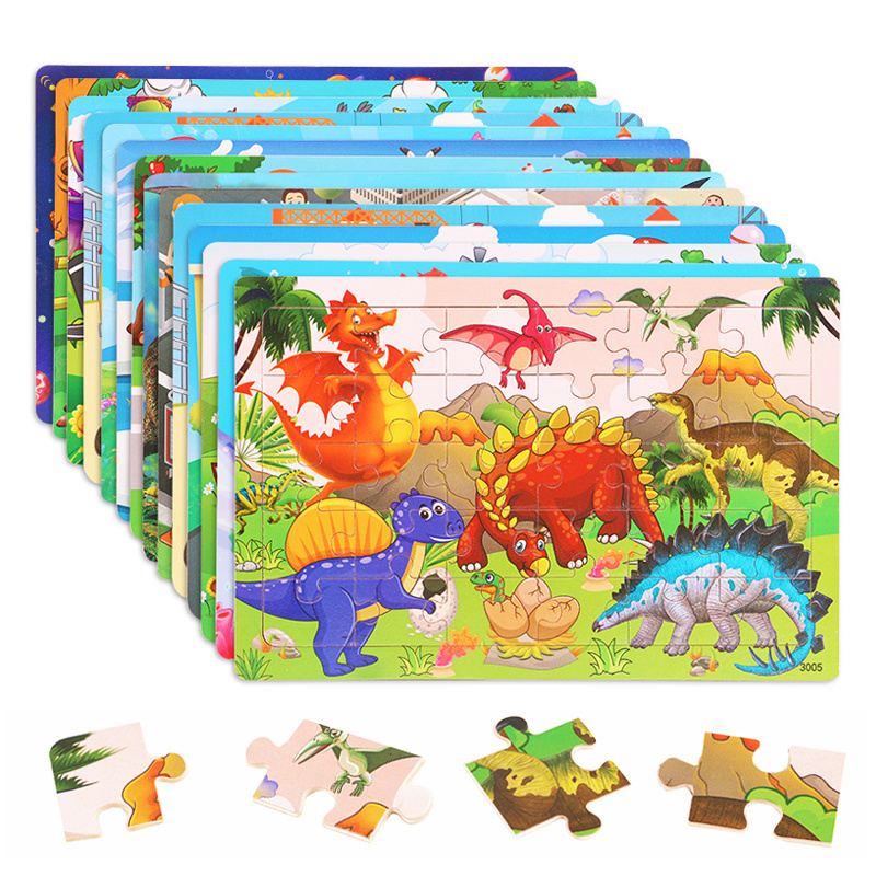 Ekonomiczne 30-częściowe puzzle Montessori 3D Cartoon Animal Drewniane puzzle Gra planszowa Zabawki edukacyjne dla dzieci Prezenty