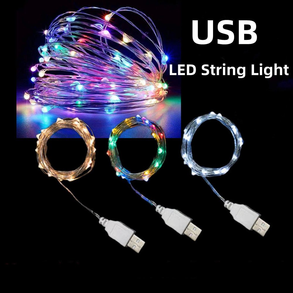 USB LEDカーテンライトガーランド,1m,5m,10m,100ダイオード,銅線,結婚式,フェスティバル,クリスマスギフト,防水