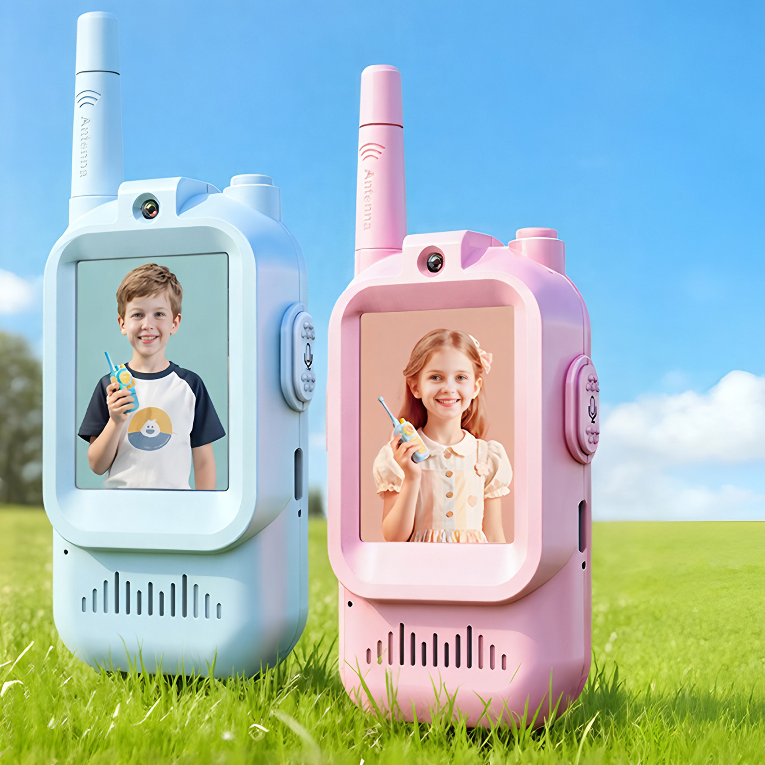 Walkie Talkies de vídeo para niños, paquete de 2, intercomunicador recargable, walkie-talkie, bonito pantalla de 2 pulgadas, llamada con un solo clic, videoportero para niños