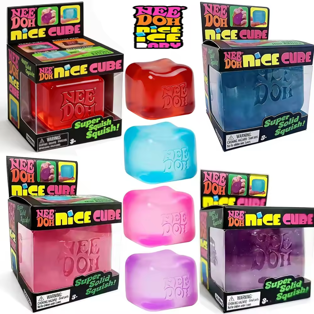Schylling Needoh Nice Cube Sensory Nice-Sicle: Cubo Antistress Morbido per Concentrazione e Sollievo dall'Ansia (ADHD)