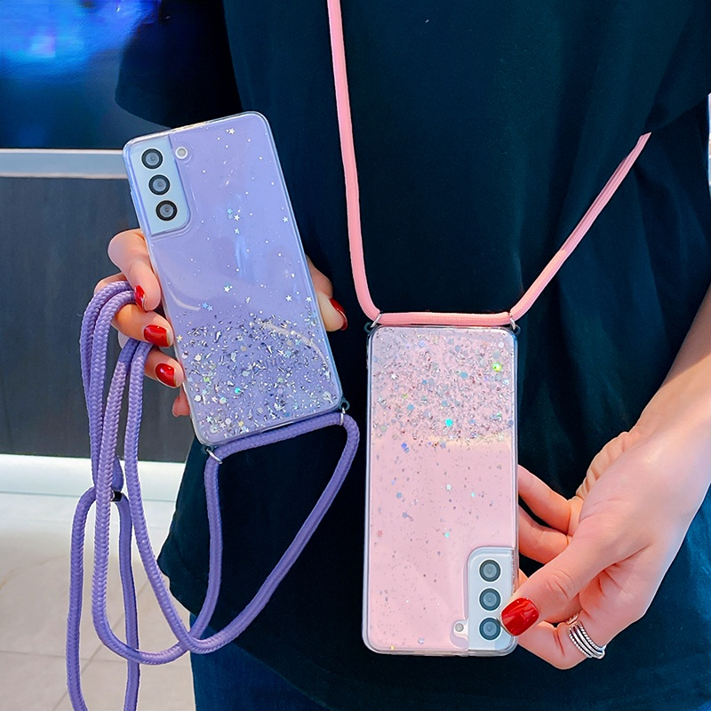 Custodia Glitterata per Samsung Galaxy A17 A36 A26 A35 A37 A57 A54 A56 A34 A16 A15 A55 S26 con Tracolla e Cordino