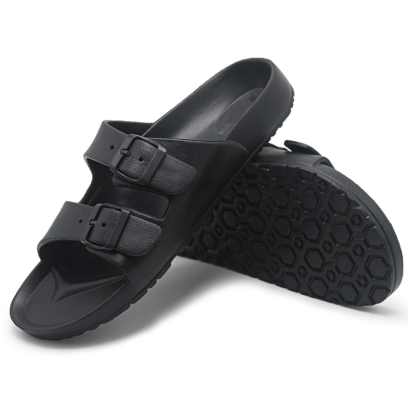 Litfun Women Summer Fashion Slippers 2025 New Outdoor Non-slip Beach Sandals With Double Buckle Indoor Casual Flat House Slides