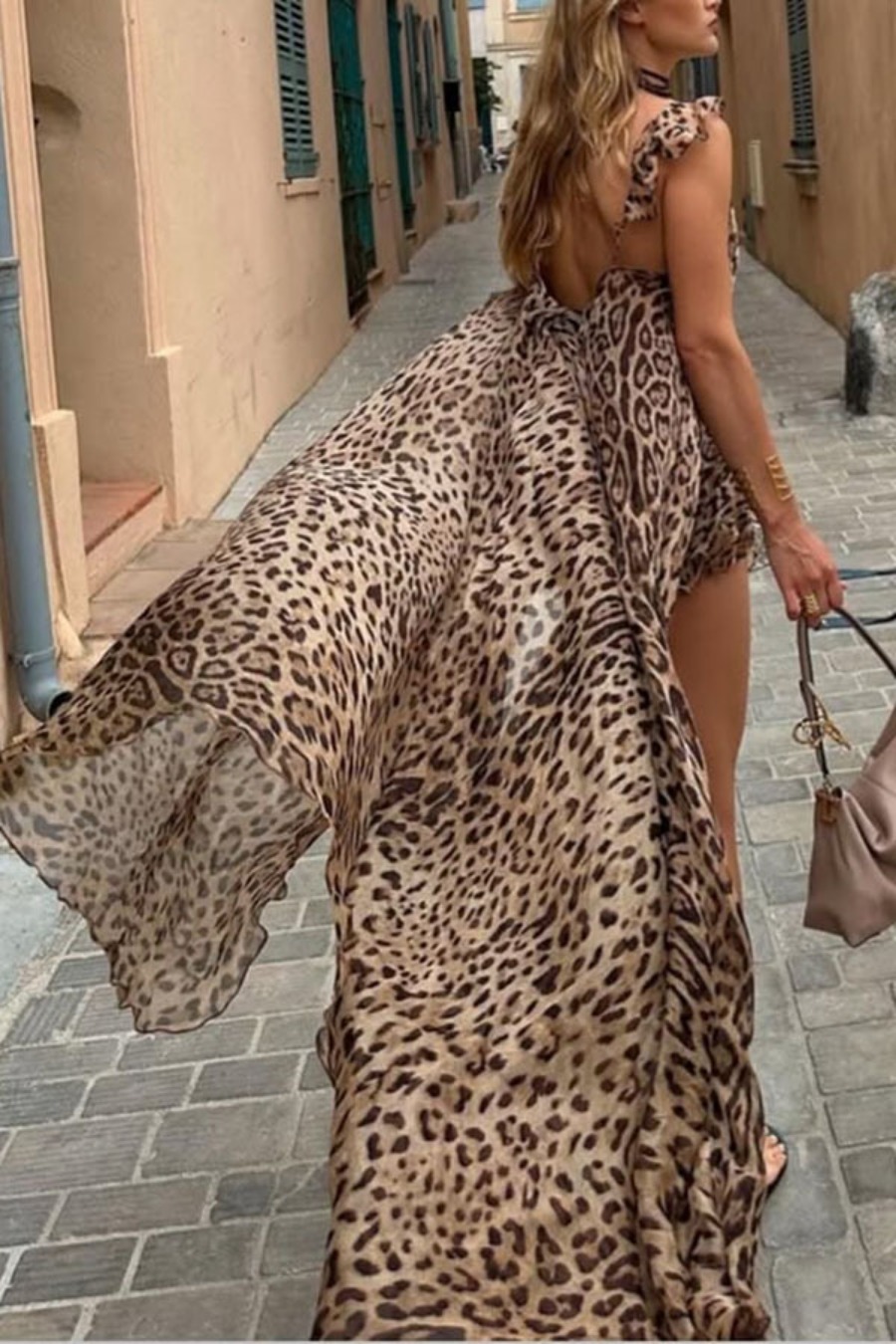 DSMTRC – ensemble deux pièces court en mousseline de soie pour femmes, imprimé léopard, Sexy, à lacets, robe longue ouverte + Short, vêtements d'extérieur de vacances, tenues pour l'été