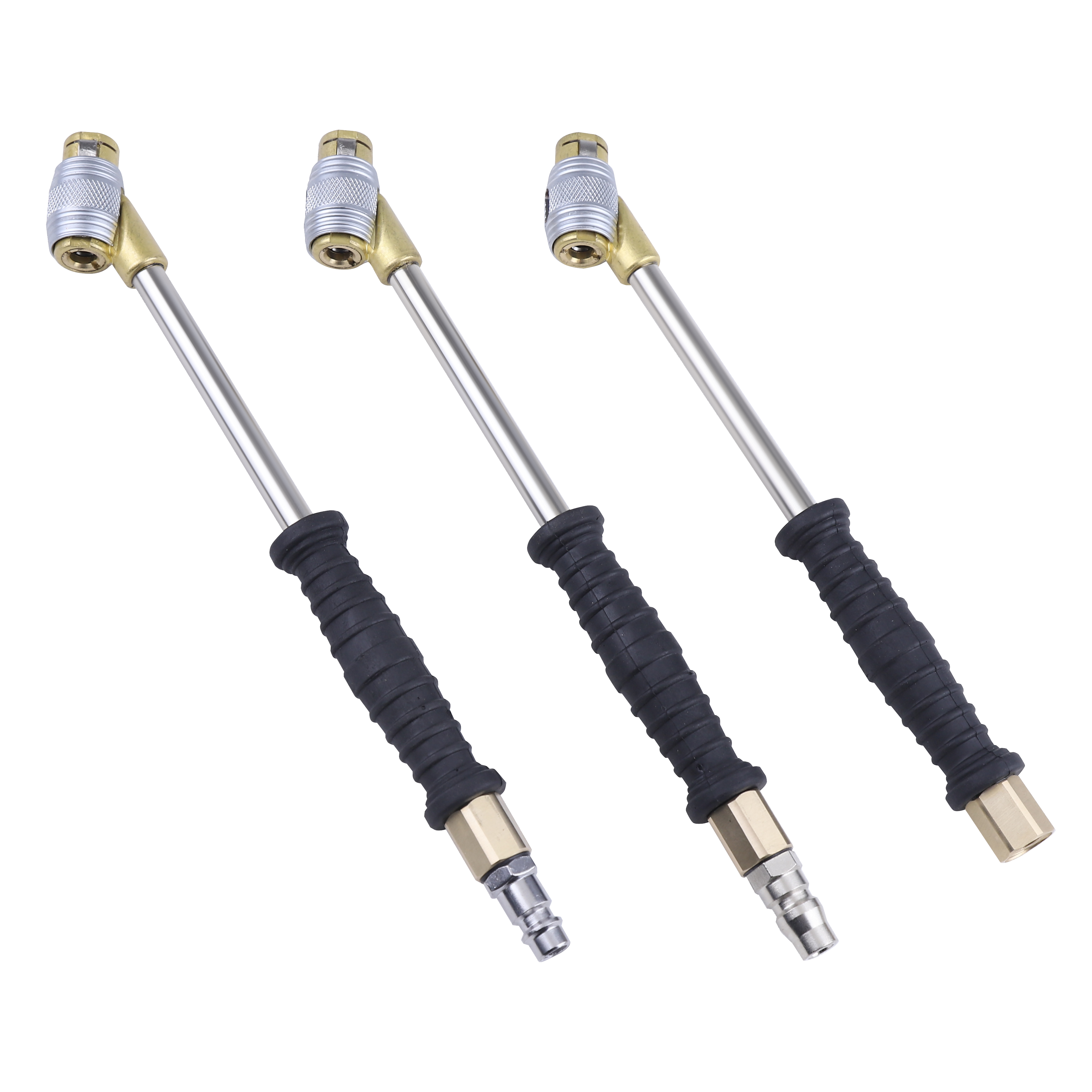 Set Chuck Udara Penguncian Otomatis Tugas Berat Koneksi 2 Arah-1/4 Inci Indikator Inflator Ban Chuck Udara Kepala Ganda & Kompresor Udara