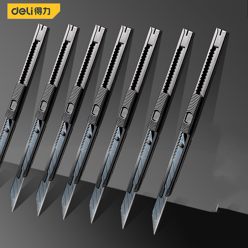 Cortador de caja de acero al carbono con cuchillo multiusos retráctil Deli 30 ° Pequeño estilete profesional ferramenta Art Supplies Sharpness couteau
